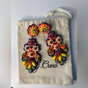 J. Crew Vibrant Floral Earrings with Orange and Yellow Accents